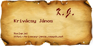 Krivácsy János névjegykártya