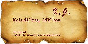 Krivácsy János névjegykártya